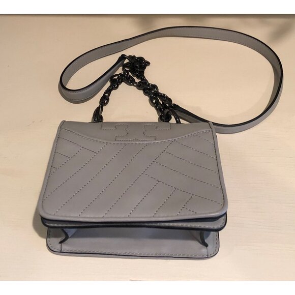 TORY BURCH Alexa Quilted Chain Shoulder Crossbody Bag Concrete Grey - Picture 8 of 12